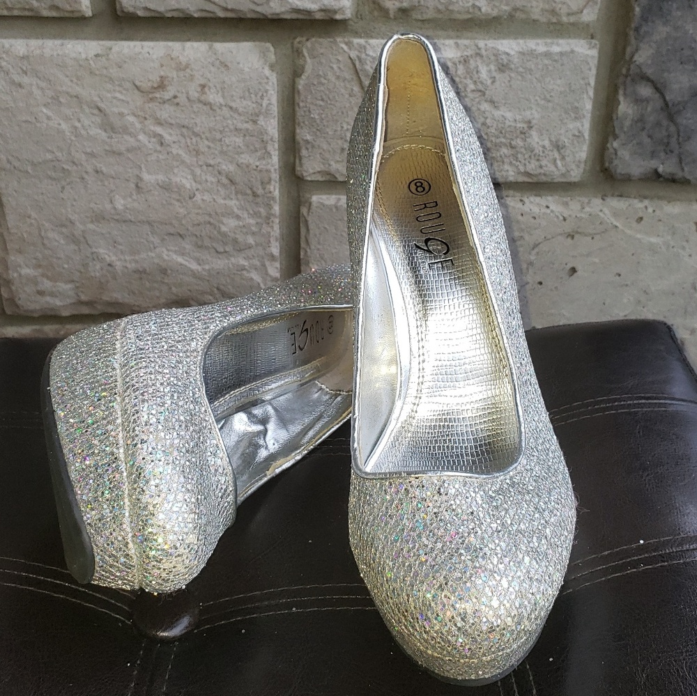 Silver Glitter Stilettos